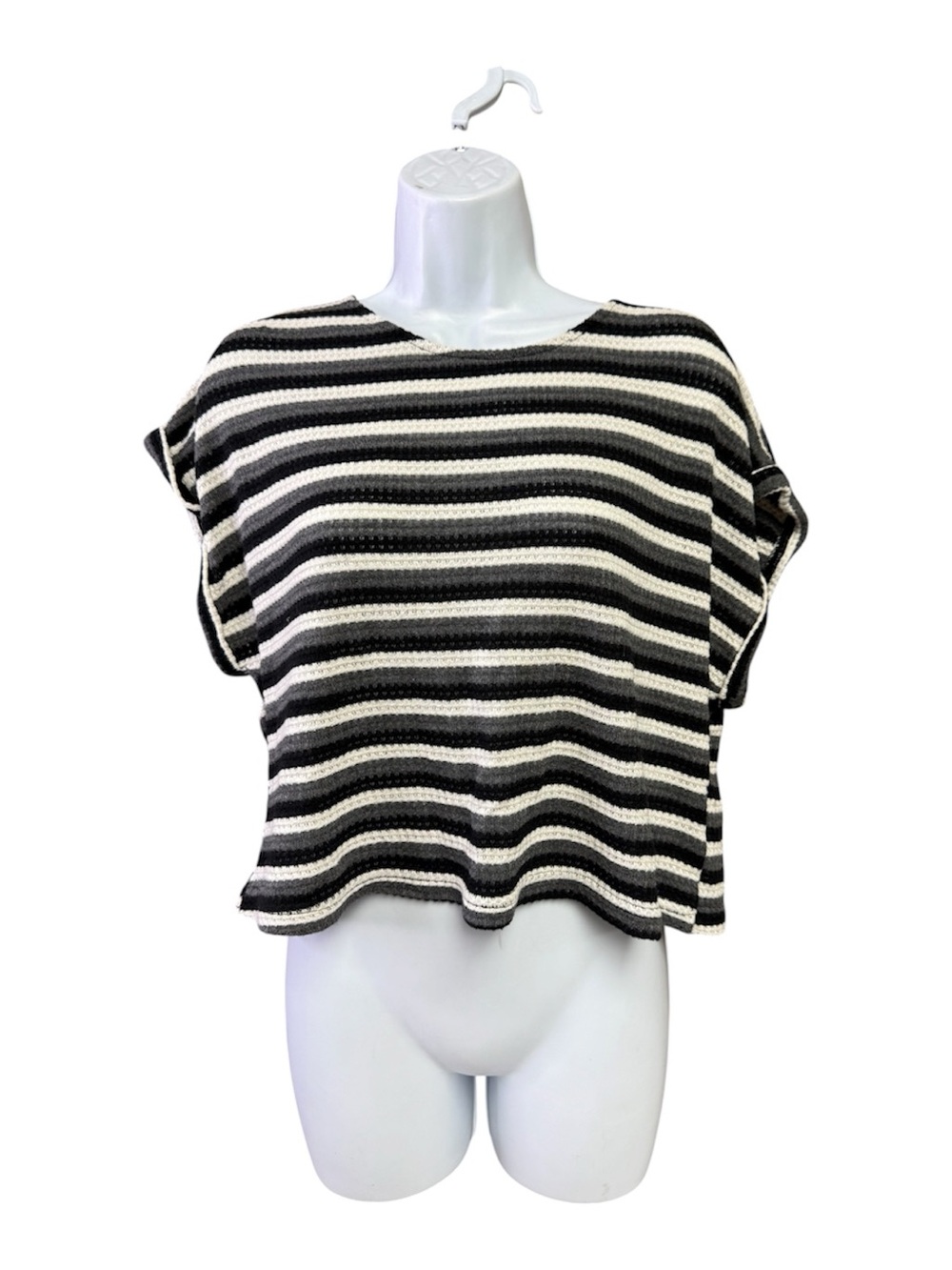 HYFVE Black and White Striped Boxy Knit Top size large